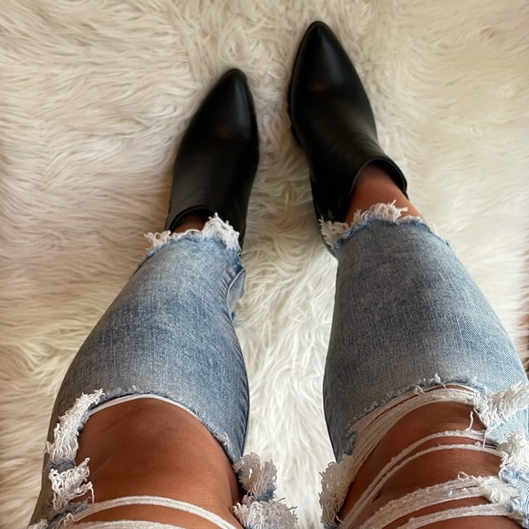 Black Faux Leather Ankle Booties - Picture 15 of 16